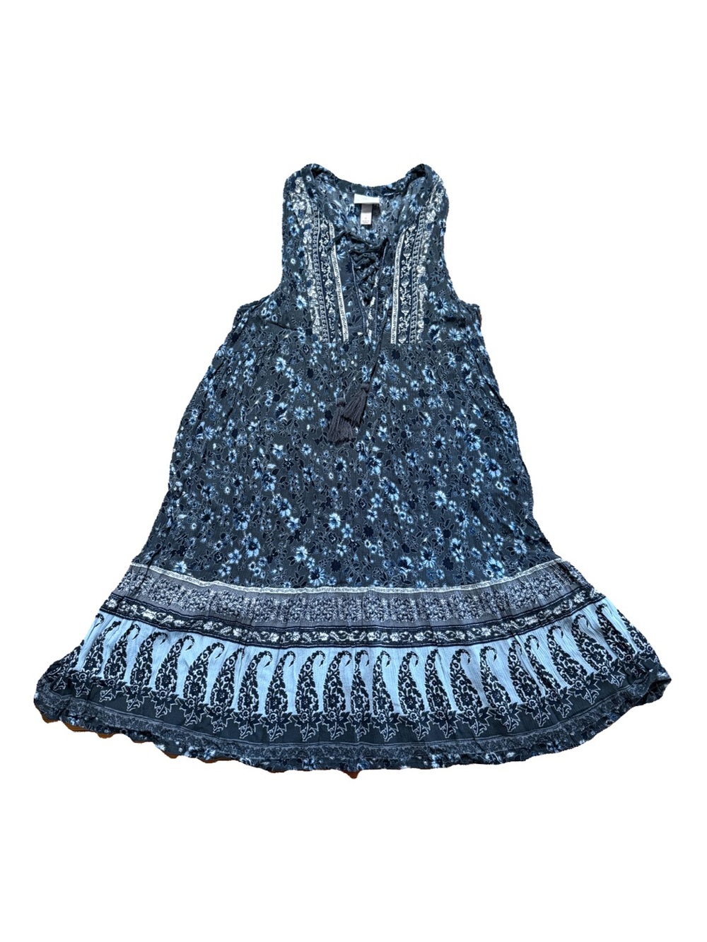 Knox Rose Navy Blue Floral Lace-Up Sundress women’s S